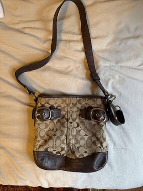 Vintage Coach F05K‑3574 Soho Shoulder/Crossbody Bag Monogram Canvas Leather
